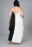 Plus Size Color Contrast Sleeveless Cami Loose Maxi dress