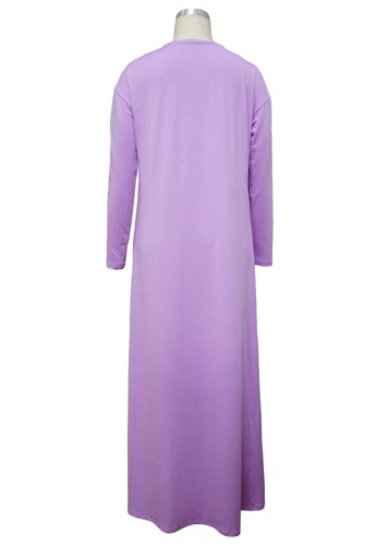 Purple Button O-Neck Crop Top and Pant with Long Cardigan 3PCS Set