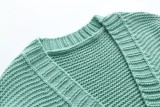 Green Crochet Long Sleeves Dropped Shoulder Long Cardigan