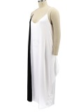 Plus Size Color Contrast Sleeveless Cami Loose Maxi dress