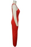 Red Cut Out Fitted Maxi Dress