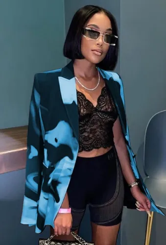 Tie Dye Turndown Collar Long Sleeve Blazer