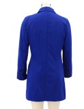Blue Button Up Turndown Collar Long Sleeve Blazer Dress