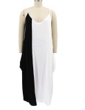 Plus Size Color Contrast Sleeveless Cami Loose Maxi dress