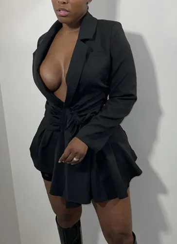Black Turndown Collar Long sleeve Ruched Irregular Mini Dress