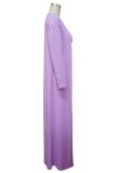 Purple Button O-Neck Crop Top and Pant with Long Cardigan 3PCS Set