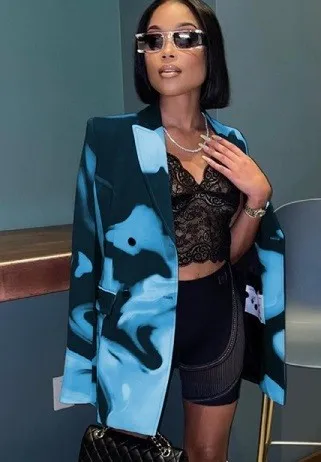 Tie Dye Turndown Collar Long Sleeve Blazer