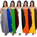 Plus Size Color Contrast Sleeveless Cami Loose Maxi dress