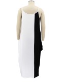 Plus Size Color Contrast Sleeveless Cami Loose Maxi dress
