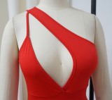 Red Cut Out Fitted Maxi Dress