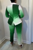 Green Tie Dye Long Sleeves Blazer and Pant Two Piece Outfits