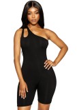 Black One Shoulder Cut Out Slim Fit Romper