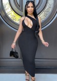 Black Cut Out Fitted Maxi Dress