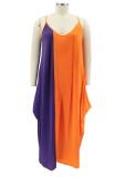 Plus Size Color Contrast Sleeveless Cami Loose Maxi dress
