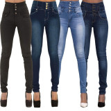 High Waisted Navy Blue Tight Jeans
