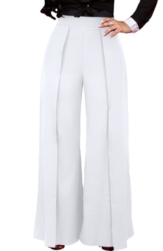 White High Waist Wide Trousers