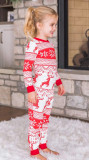 Christmas Print Long Sleeves O-Neck Pajama for Kids Two Piece Set