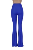 Blue High Waist Flare Slim Fit Trousers