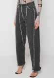 Black Patchwork High Wasit Jeans with Pocket