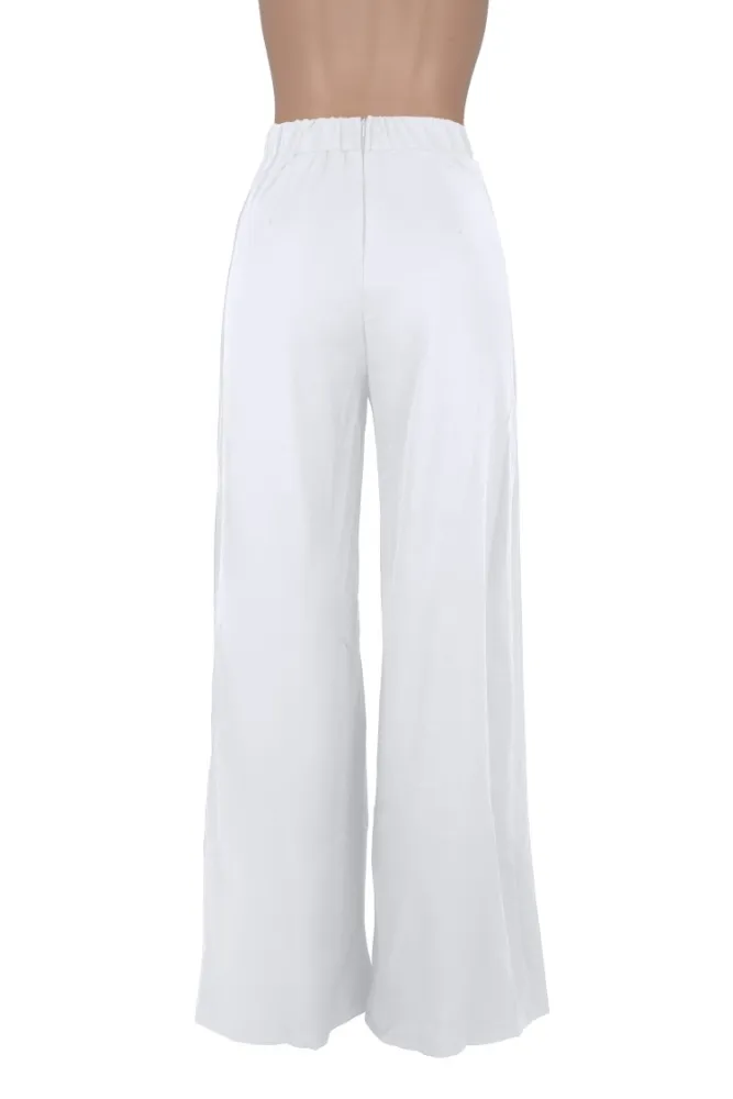 White High Waist Wide Trousers