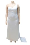 Plus Size White One Shoulder Slinky Maxi Dress