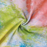 Tie Dye Print Drop Shoulder Long Sleeves Irregular Loose Shirt