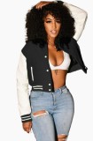 Color Block Button Up Drop Shoulder Long Sleeves Baseball Jacket