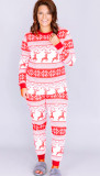 Christmas Print Long Sleeves O-Neck Pajama for Mommy Two Piece Set