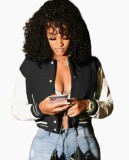 Color Block Button Up Drop Shoulder Long Sleeves Baseball Jacket