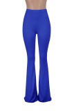 Blue High Waist Flare Slim Fit Trousers