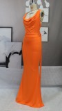 Orange Plunge Neck Strapless Backless Sheath Mermaid Dress