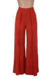 Red High Waist Wide Trousers