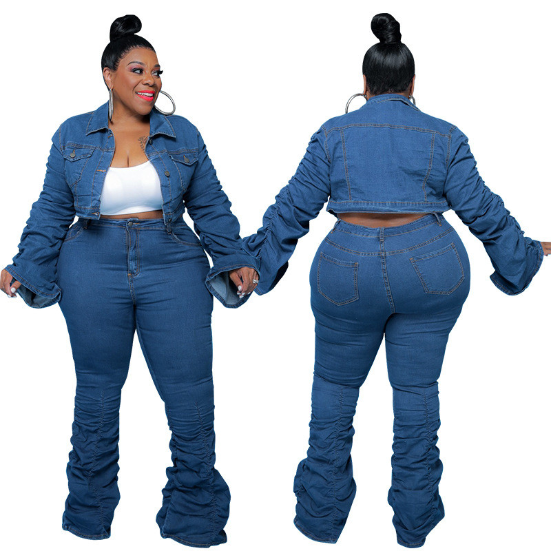 Full Size Raw Hem Button Up Patchwork Denim Jacket Plus Size