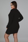 Black Pullover Drop Shoulder Long Sleeve Long Sweater