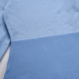 Blue Knit Puff Sleeves O-Neck Midi Skater Dress