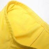 Plus Size Yellow Off Shoulder Half Sleeve Long Slim Fit Dress