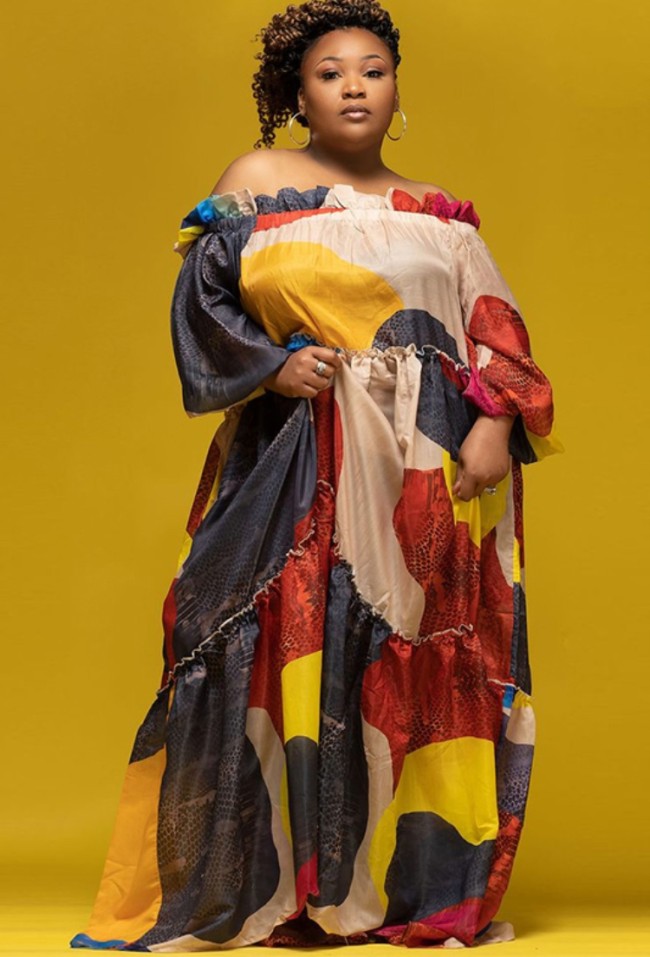 Plus Size Multicolor Print Frill Off Shoulder Loose Maxi Dress