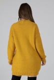 Yellow Pullover Drop Shoulder Long Sleeve Long Sweater