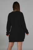 Black Pullover Drop Shoulder Long Sleeve Long Sweater
