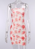 Floral Cami White Sheath Mini Dress