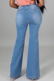 Light Blue Color Fade High Wasit Jeans