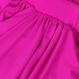 Pink Halter Cut Out Slit Backless Maxi Dress