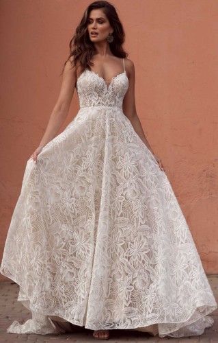 Elegant White Floral Lace Cami Long Evening Dress