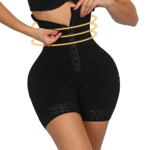 Black Solid Sexy Patchwork Tummy Control Bustiers