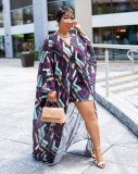 Print Loose Long Dress and Shorts 2PCS Set