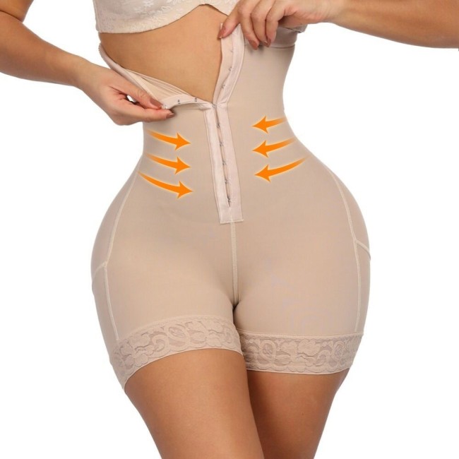 Beige Solid Sexy Patchwork Tummy Control Bustiers
