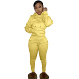 Winter Warm Yellow Causal Sweatsuits