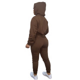 Winter Warm Khaki Causal Sweatsuits