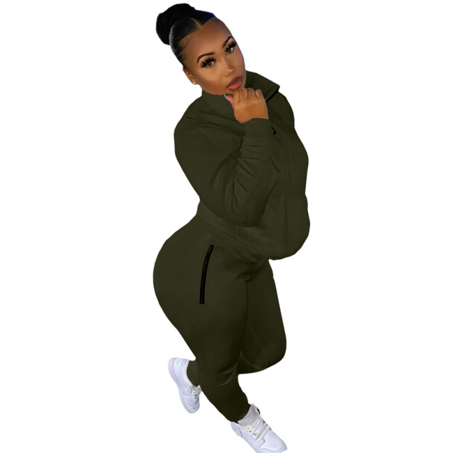 Dark Green Casual 1/4 Zipper Tracksuit