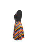 Colorful Suspender Dress with Black Tee 2PCS Set